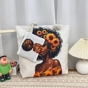 Artistic Tote Bag with Sunflower Portrait